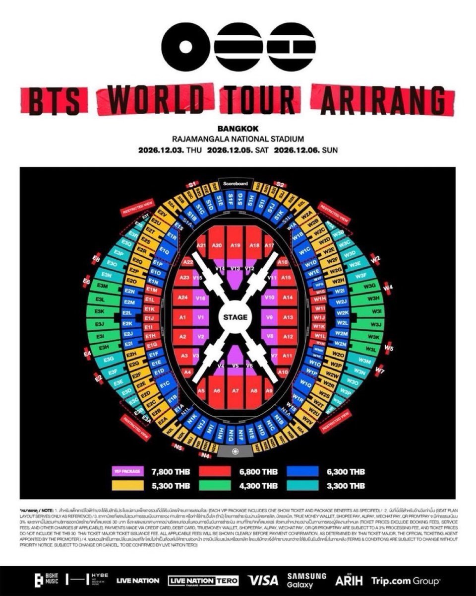 m_c_6y's tweet photo. WTS
BTS WORLD TOUR ARIRANG IN BANGKOK BKK 🇹🇭
Tickets available;  
✅Zone 7800
✅Zone 6800
✅Zone 5300

🌎International fans are invited 
Installments accepted 

Dm me to book now
#BTS_WORLDTOUR_BANGKOK
#BTS_WORLDTOUR_ARIRANG_BANGKOK
#WTS https://t.co/y9RPGsD3JI