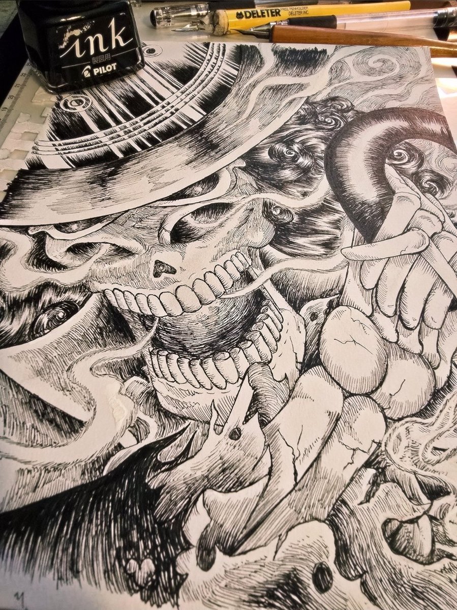 rippedi2aliano's tweet photo. Found an old photo of when I was working on *that* piece. Might upload on the main... https://t.co/C8x2mSVLlb