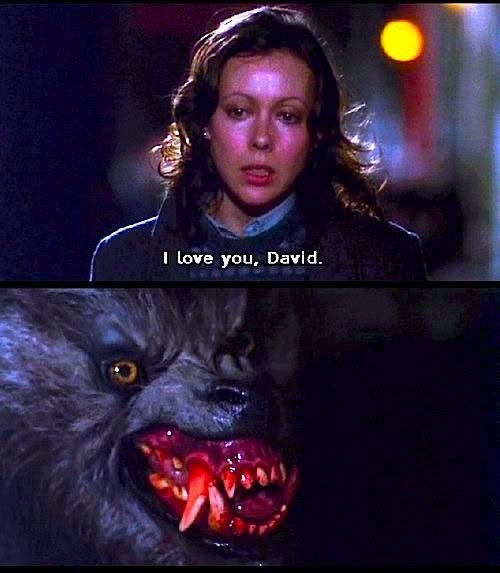 Green_Sickness's tweet photo. An American werewolf, but the werewolf is a slightly bloody golden retriever :p #wenclair https://t.co/3QOE5wnm8n