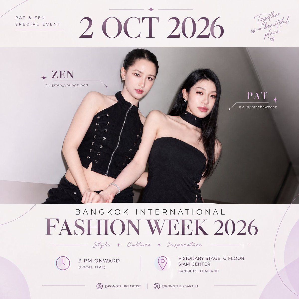 letterstopatzen's tweet photo. When two stars share the same moment, the result can only be unforgettable. ✨🤍
I can’t wait to see Pat and Zen shining together at Bangkok International Fashion Week. 🥹
PATZEN — 2 OCT 2026. 🖤✨

@patschaweeee @zen_606

#patzen #zenpat #wlw #wuhluhwuh #foryou https://t.co/b1fFznaVwa