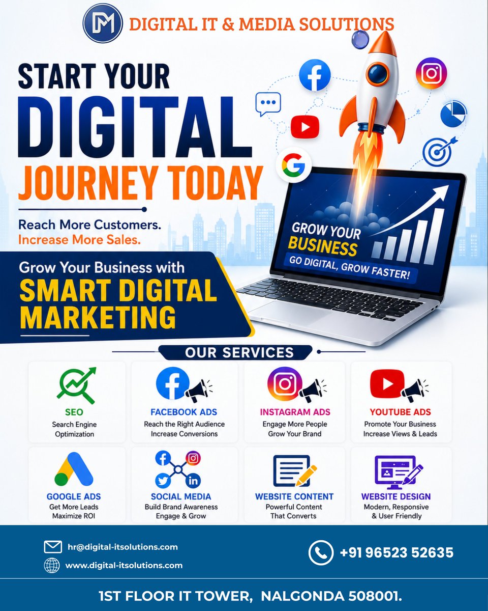 addisonwhiteugr's tweet photo. Go digital and grow faster! Digital IT &amp; Media Solutions helps your business scale with smart marketing, SEO, social media, high-converting ads, and modern website design. Contact our expert team today: +91 96523 52635. https://t.co/HQKaieRmfh