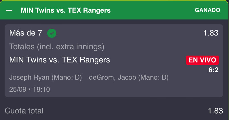 RBizgra's tweet photo. Qué fácil y rápido salí de trabajar 😳 

Será pura suerte? 👀 

Que se vengan los Play-Offs 💪🏾😈

Récord Septiembre: 18 ✅ - 3 ❌ - 2 🔁

#AllForTX #GlambingX #MLBPredictions #MLBBetting #MLB https://t.co/A4hlECr62T