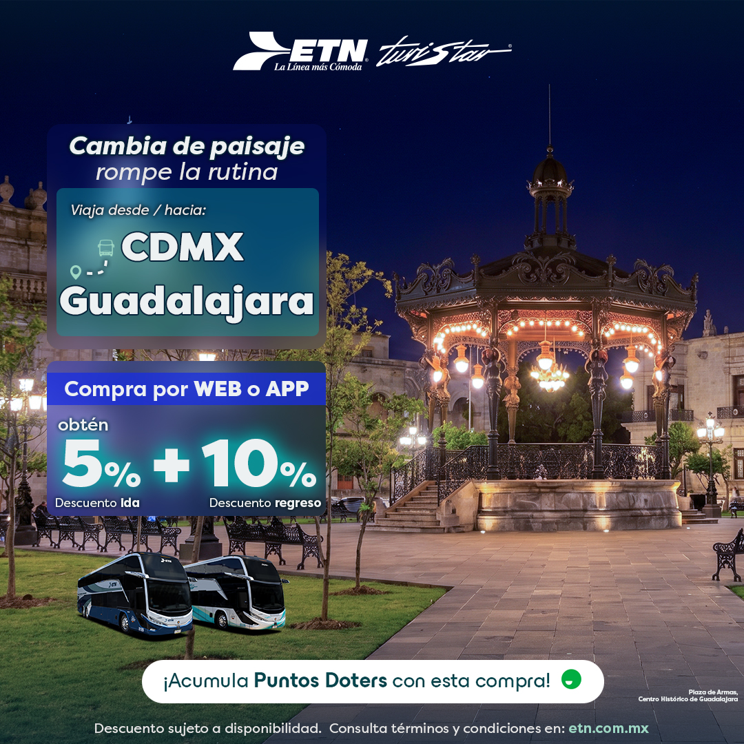 ETNTURISTAR's tweet photo. CDMX ➡️ Guadalajara 🚌✨
Compra fácil, viaja mejor.
Asegura tu asiento en línea y disfruta beneficios exclusivos. 📲💙

👉 https://t.co/6bBV8CsmjE https://t.co/7QH0QFEEHv