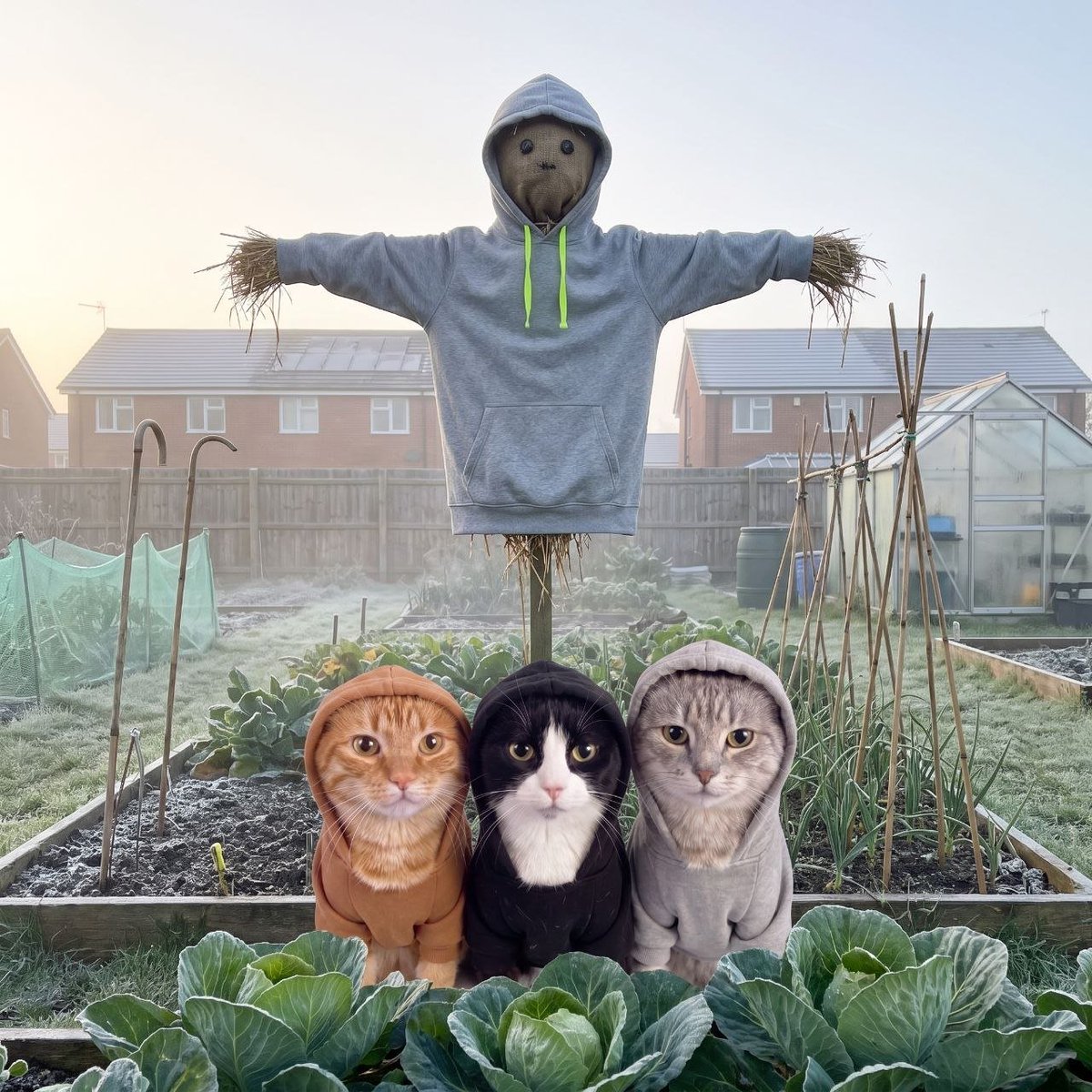 HoodCatsGang's tweet photo. cabbages have never been this safe and they have never looked this nervous either https://t.co/sNiuc2Tzup