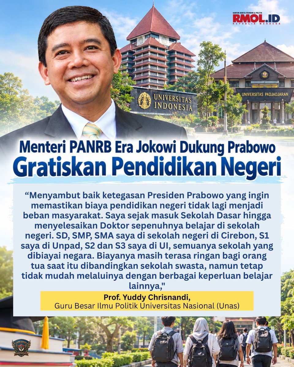 kimbriya's tweet photo. pemerintah membahas penerapan layanan pendidikan gratis di sekolah negeri mulai dari jenjang taman kanak-kanak hingga pendidikan dasar dan menengah. 

#DukungPendidikanNegeriGratis Presiden Prabowo https://t.co/ZOCwE19Y9Y