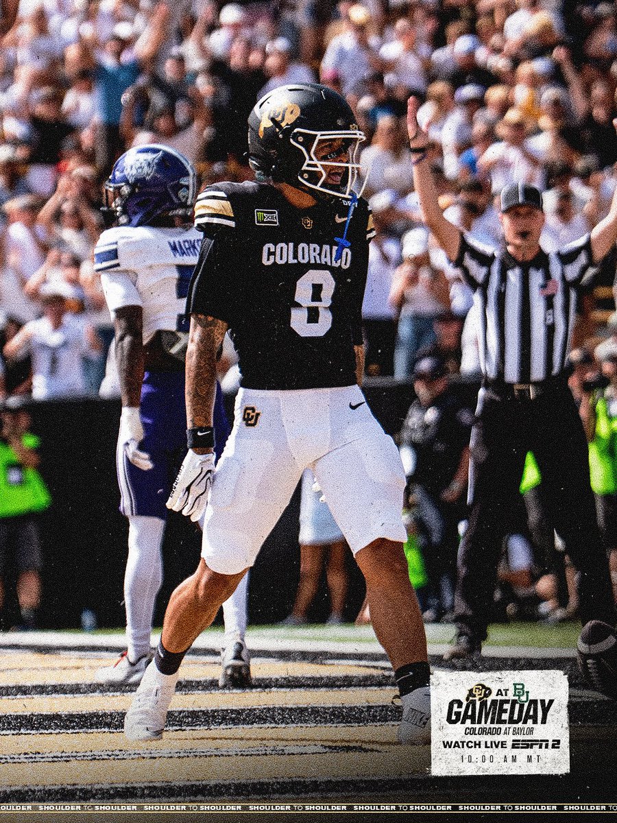 CUBuffs's tweet photo. It's Big 12 time for @CUBuffsFootball! 🦬

🆚 Baylor
🕙 10:00am 
📺 ESPN2
📻 KOA 94.1 FM

#GoBuffs https://t.co/bUDnxovDN0