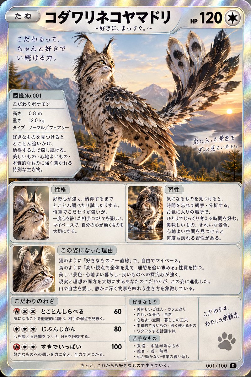 revolvtech's tweet photo. 私の「こだわり」を生き物にした結果…

キラカードになった！笑
ちゃんと私の要素拾ってるのじわる😹 https://t.co/yGSnjlHvmh