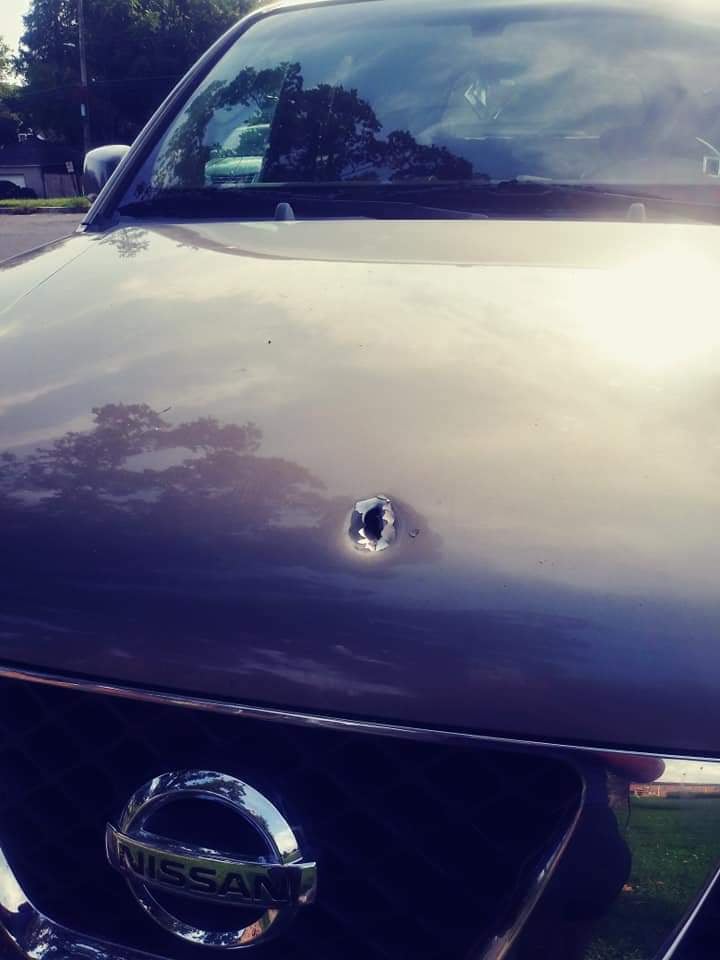 RymirIsHere's tweet photo. Witness Intimidation during court filings 4am visits to house with grass marks next morning; car shot at 35 rounds; while I was in the car; six bullets hit car; police report filed. @50cent @RepLuna @RepNancyMace @RepJamesComer @TheLightJoker24 @TonyBuzbee2 @KaraBrazey20 https://t.co/WKKulGMM16