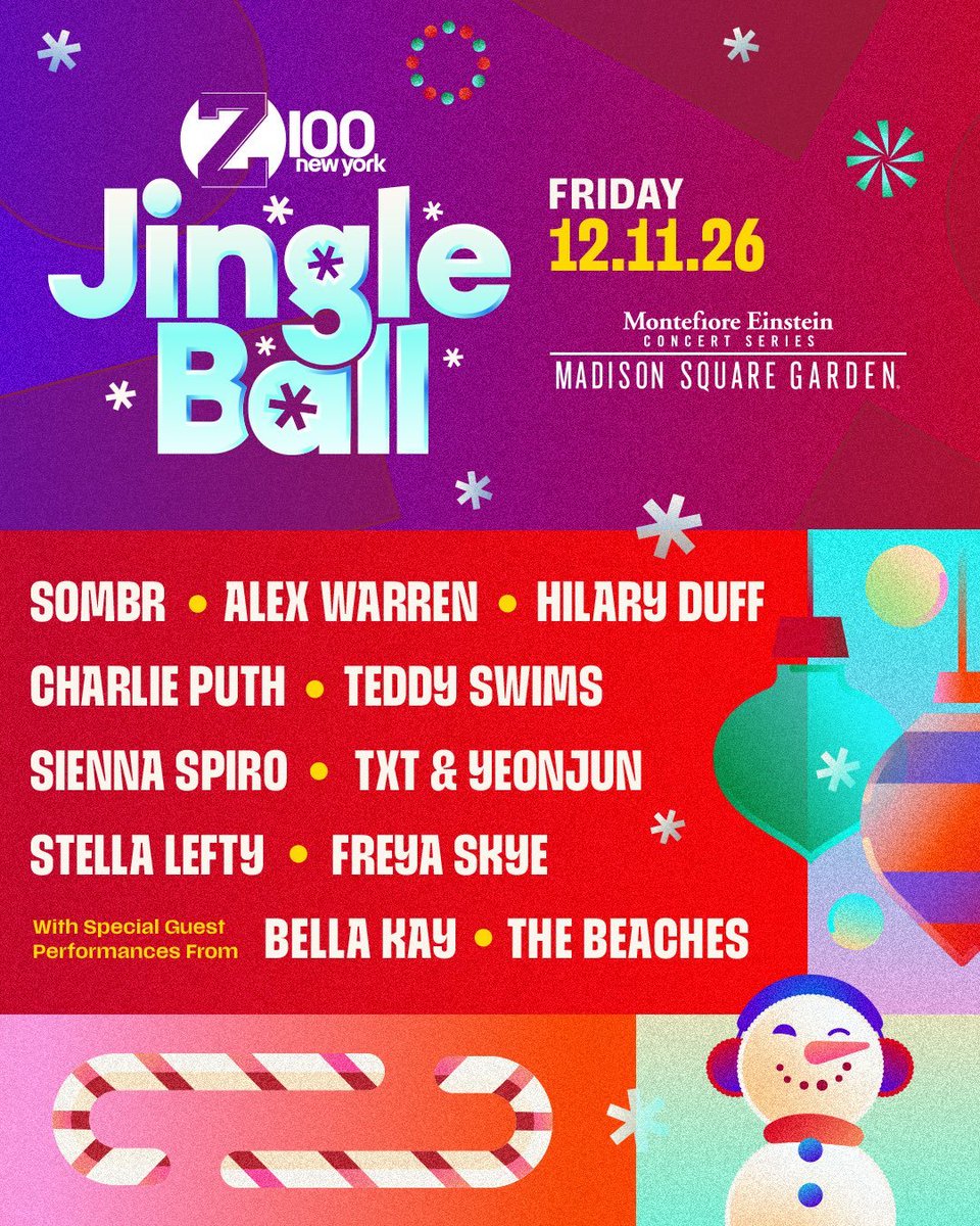 TXTintl_twt's tweet photo. ARTICLE 📰 

"TOMORROW X TOGETHER will take the stage at the U.S. 'Jingle Ball Tour'.

According to an announcement by iHeartRadio, the largest media group in the U.S., on the 25th (local time), Tomorrow X Together will appear at the '2026 iHeartRadio Jingle Ball Tour' (hereinafter 'Jingle Ball Tour'), ​​which will be held this coming December.

The Jingle Ball Tour is a large-scale music festival hosted by iHeartRadio at the end of each year, touring major U.S. cities. This year, famous pop stars such as Tomorrow X Together, Olivia Rodrigo, Jonas Brothers, SOMBR, Hilary Duff, Alex Warren, and Charlie Puth will participate.

Tomorrow X Together and Yeonjun's performances can be seen in New York on December 11th, Boston on the 13th, and Washington D.C. on the 14th.

Meanwhile, Tomorrow X Together will embark on their fifth world tour, ' TOMORROW X TOGETHER WORLD TOUR 'STEAL THE WIND', ' starting in Seoul from November 13 to 15. They will then hold performances in Macau from the 20th to the 22nd. As the originally scheduled two shows sold out completely, an additional show was decided upon, which also sold out.

🔗https://t.co/EBmrclZ83Q

#TOMORROW_X_TOGETHER