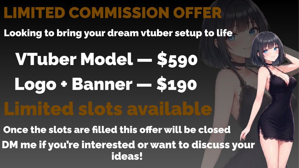 vtjosephineeee's tweet photo. SPECIAL offer for all small vtubers
Looking to upgrade your VTuber setup? I’m offering special discounted prices on custom VTuber models and stream assets!
  #smallvtubers https://t.co/P2qrLxqUV0