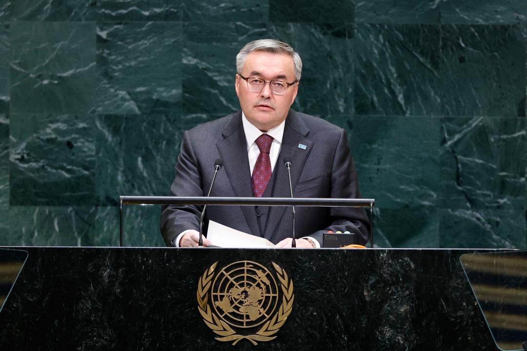 T_Barlybayev's tweet photo. 🇰🇿 Kazakhstan’s Foreign Minister Addresses the General Debate of the 81st Session of the UN General Assembly: https://t.co/HxnjwcW8uC https://t.co/wrEDTtb7hD