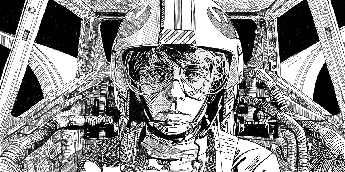justseandraws's tweet photo. In 1977, Star Wars landed in theaters and completely changed our lives. Back then, every single kid wanted to be Luke Skywalker, sitting in the cockpit of an X-wing. 
Wishing a Happy Birthday to the hero of our childhoods! @MarkHamill
#MarkHamill #LukeSkywalker #StarWars https://t.co/B0m2dvnl19