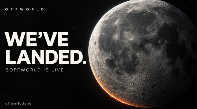 offworldland's tweet photo. We've landed. 🌕
$OFFWORLD is live.

CA: GT5FKgCGWgDdmwNNAEWdG91qgMZ2UctBYb7TeNYCmoon

https://t.co/qOXVocX5ED is online. Give us a few minutes for final contract checks before plot purchases open.

Your coordinates. Your story. https://t.co/UTcnUV2DBb