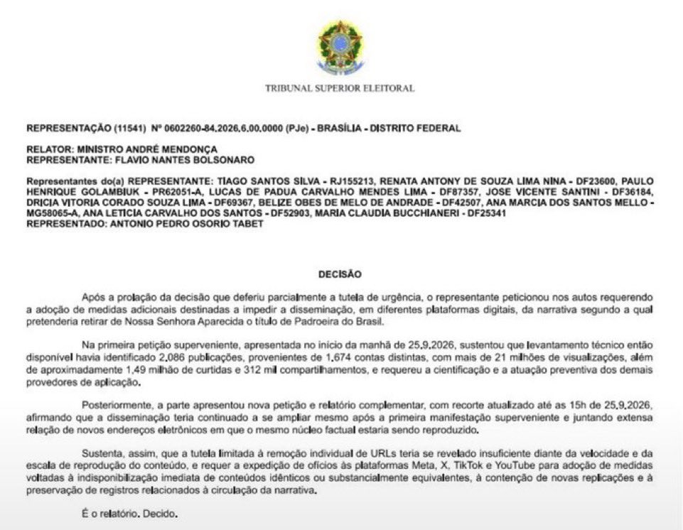 GugaNoblat's tweet photo. O empenho do André Mendonça proibindo até postagens que sequer foram publicadas sobre Nossa Senhor Aparecida e sob aplauso do Flávio Bolsonaro enterra de vez a cascata que essa gente luta pela liberdade de expressão. André Mendonça quer ganhar a plaquinha de funcionário do mês dos Bolsonaros? Censura prévia escancarada.