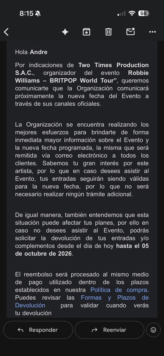 itslemonpie's tweet photo. Creo que con esto se puede decir que la reprogramación será en Octubre????? 😭
#RobbieWilliams https://t.co/L3PVk6lMrZ