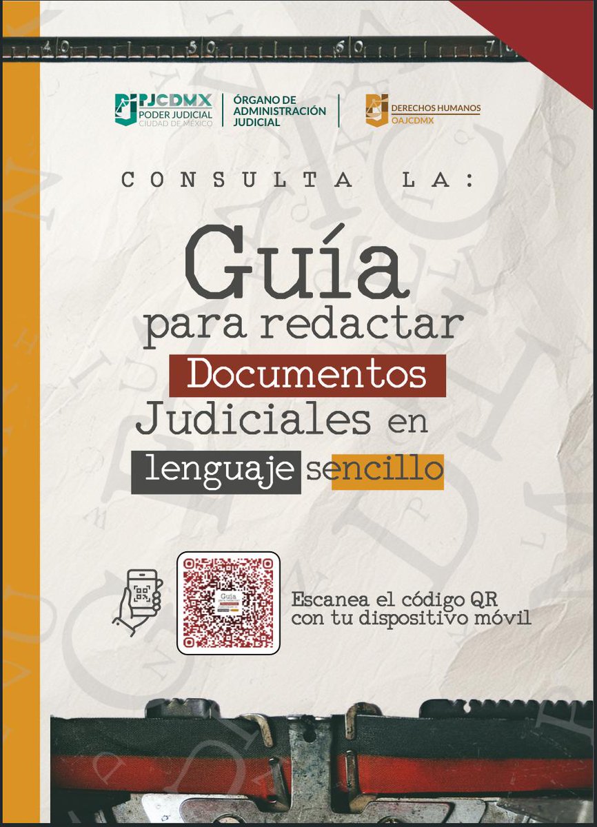 PJCDMX's tweet photo. ⚖️ Una justicia clara también comienza con la forma en que comunicamos.
El #PJCDMX pone a tu disposición la Guía para redactar documentos judiciales en lenguaje sencillo.
📲 Escanea el QR o consúltala aquí:
https://t.co/v85CC984Zx
#LenguajeSencillo #JusticiaClara https://t.co/Qo9kC9uFbd