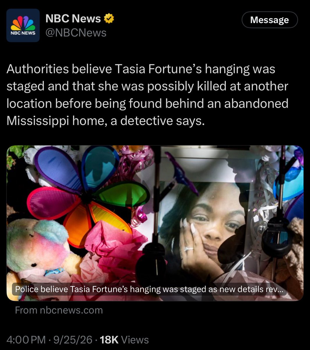 robbystarbuck's tweet photo. Hey @CBSNews @AP @NBCNews,

Given that this was a Black woman hung to look like a lynching and that Democrats have used her to pretend White people were behind it… Don’t you think it’s important to note that the men arrested for hanging her are ALL Black? Seems like a key detail to leave out of your tweets. Why not note it when we all know you would have said so if the accused killers were White? 🤔