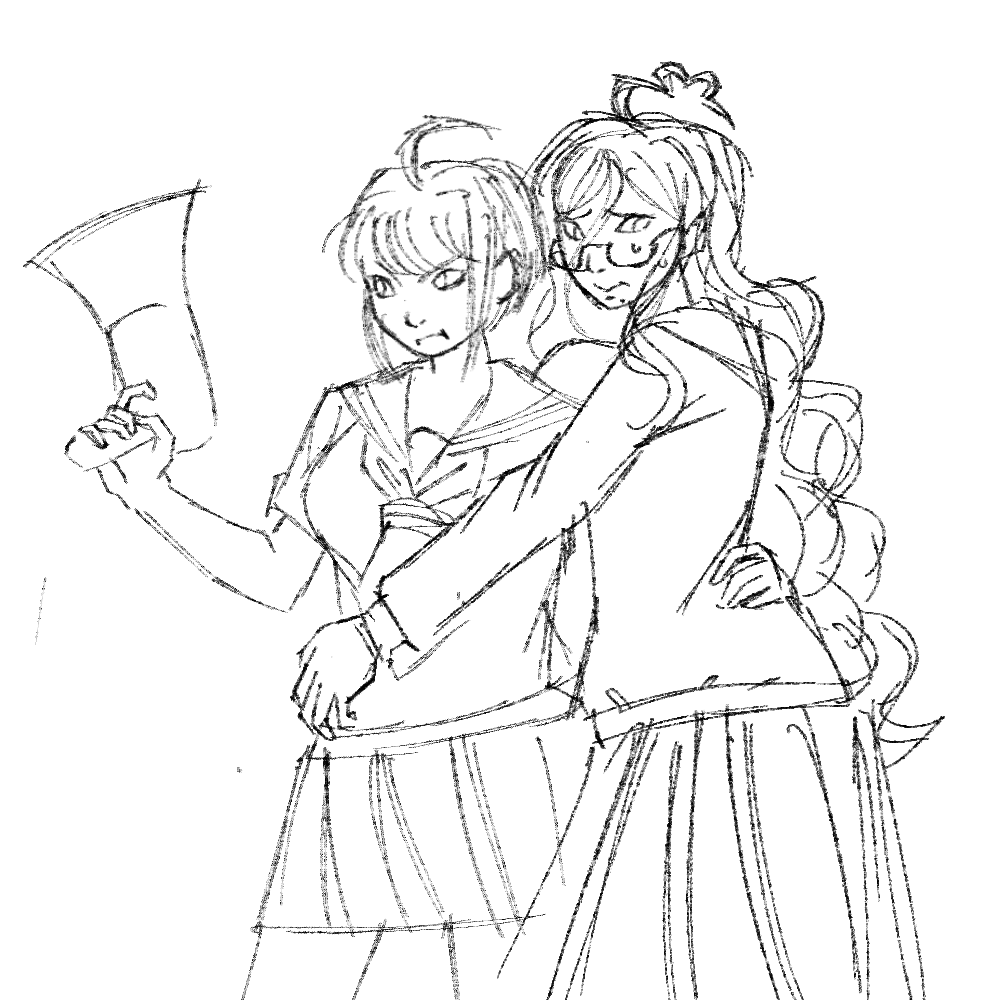 MOURNINGORANGES's tweet photo. Toko and komaru,, happy ulra despair girls day (maybe ill color this) https://t.co/BZe6sL3QU2