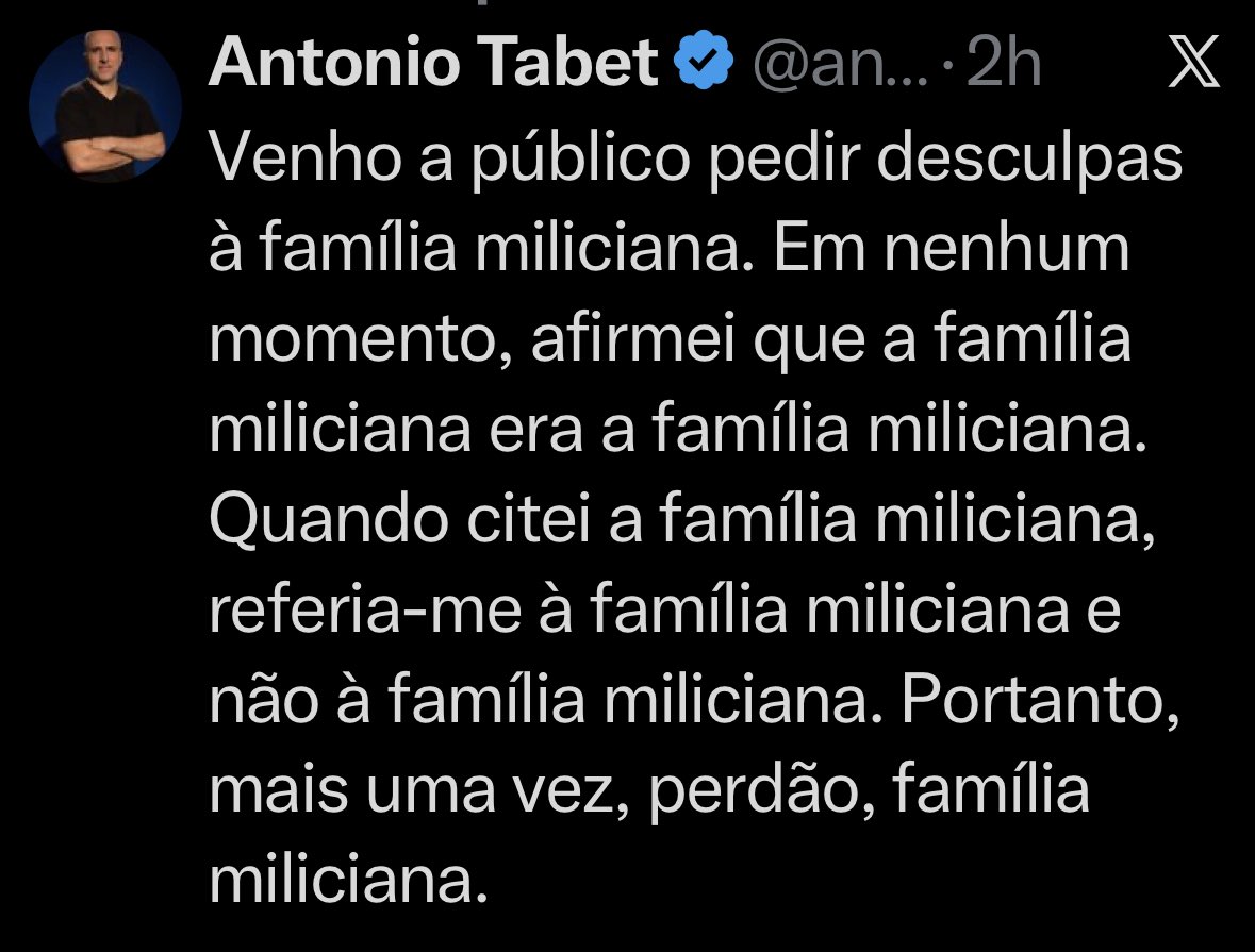 pravda_br's tweet photo. Pedido de desculpas à família miliciana por censura imposta por André Pixuleco por pedido da família miliciana. https://t.co/bOxNK1dJXZ