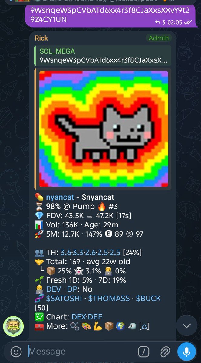 Sol_mega1's tweet photo. Watch your entry on $nyancat 

9WsnqeW3pCVbATd6xx4r3f8CJaXxsXXvY9t29Z4CY1UN

#memecoin #fomo #etherium #solana #memecoin1000x https://t.co/N4gwlEaoy6