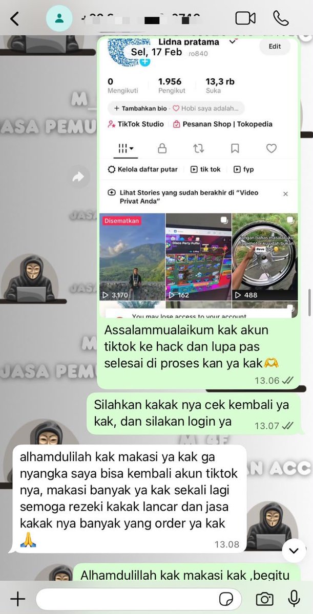 menarikz's tweet photo. Membantu Jasa Pemulihan &amp; Perbaikan Akun Sosmed.

Melayani :
🔒Pulihkan,Balikin &amp; Hapus/Nonaktifkan Akun 
🔒Lacak Lokasi — Sadap Wa — Hack Akun

( Facebook, Instagram, TikTok, WhatsApp, Line, Twitter/X, Gmail/Email,Telegram, Game &amp; Lainnya ) 

Minatt?? WhatsApp Ada Di Bio !! https://t.co/Jo17qhVQXE