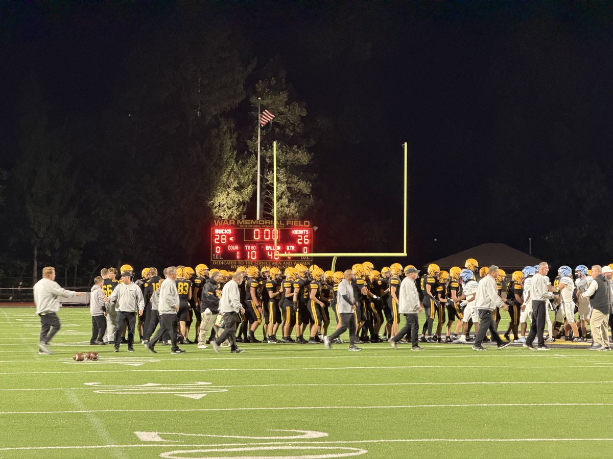 S1insider's tweet photo. Final:

What a game!!!! @louie_cipollo with the interception on  two point try and the bucks will take the dub.  

@westcbfootball | 28
@NorthPennKnight | 26 https://t.co/o0gDN9jmHR