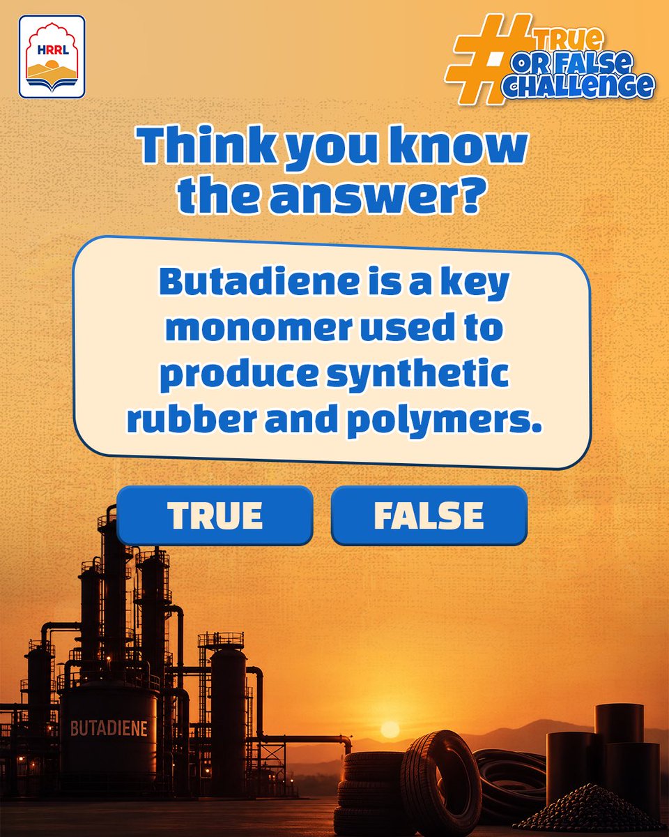 HRRL_Rajasthan's tweet photo. Think you can spot the right answer? โ๏ธ๐ง
Put your knowledge of the refining and petrochemical world to the test.
Take your pick and tell us your answer in the comments! ๐
#HRRL #RajasthanRefinery #ContestAltert https://t.co/aFPAc2HTT5