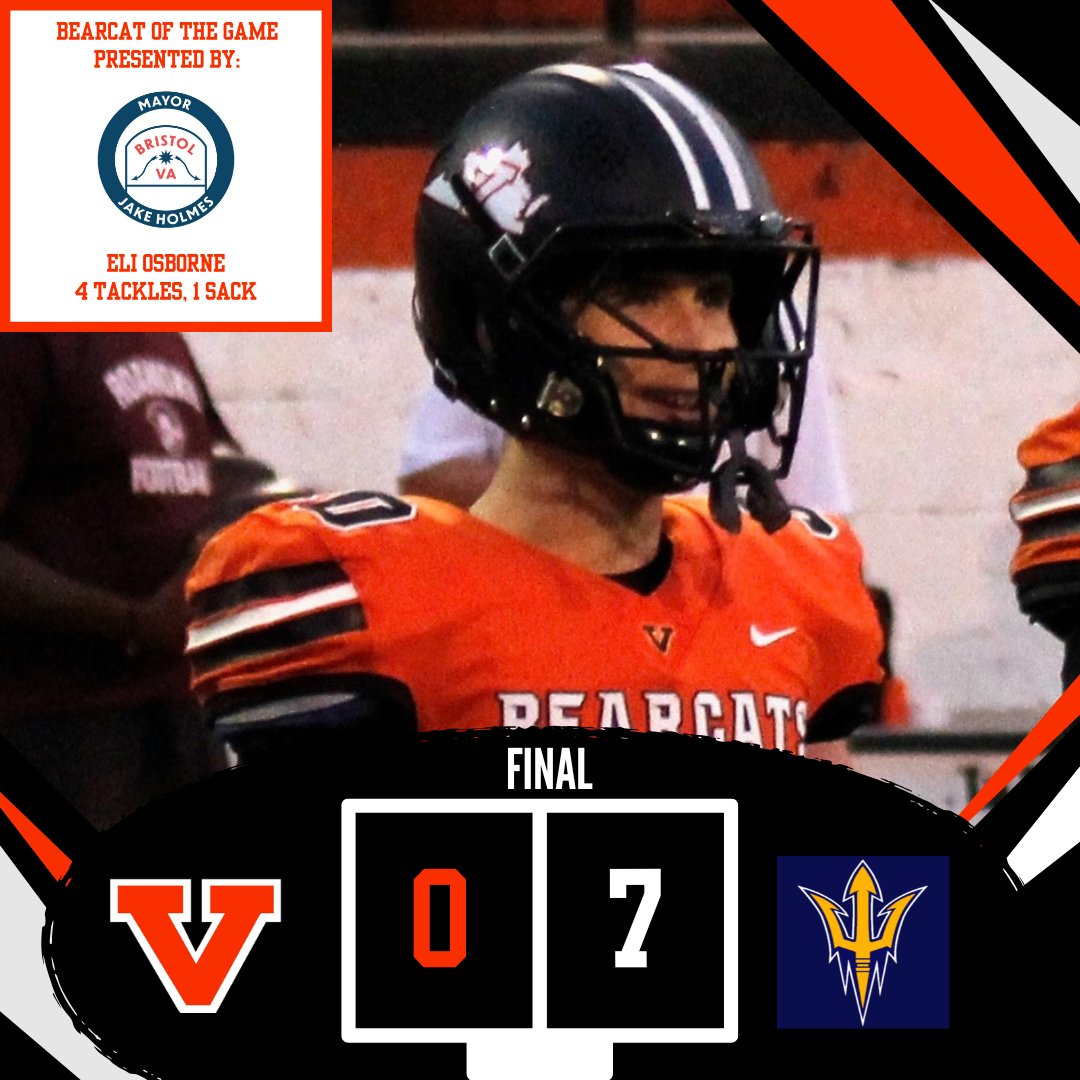 bearcatnetwork's tweet photo. Final from Gene Malcolm.

Senior Eli Osborne is our Bearcat of the Game presented by Mayor Jake Holmes.

Congratulations to Gracie Arnold and Chloe Ward on honors as Homecoming Princess and Queen!

NEXT UP: 10/2 @ Tazewell

GO 'CATS! https://t.co/6quOys6k5x