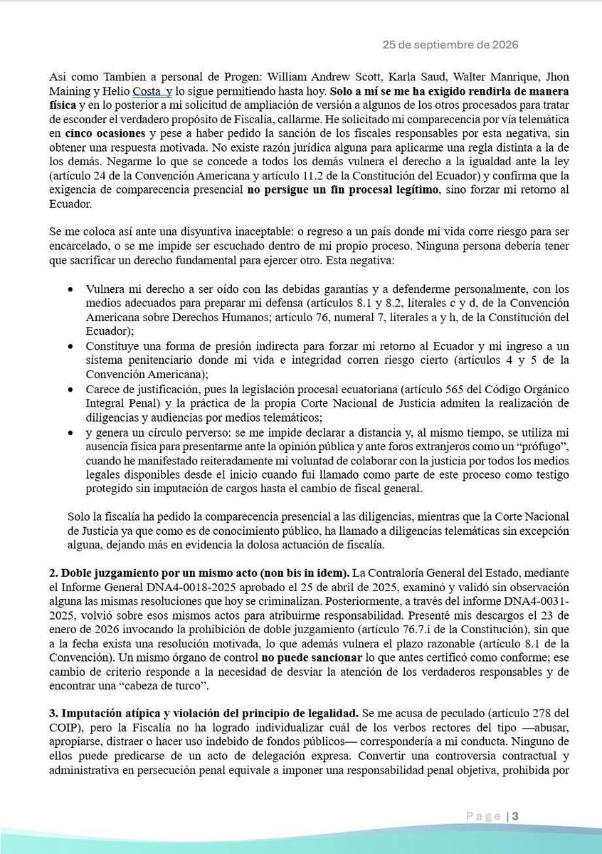 Danielsalcan_'s tweet photo. OTRO ESCÁNDALO AL GOBIERNO. Fabián Calero vuelve a romper el silencio y envía un comunicado a la ONU, donde denuncia que la Fiscalía está haciendo todo para impedir que diga todo lo que sabe del caso PROGEN ¿Qué es lo que Fiscalía y el Gobierno tienen tanto miedo que Calero diga? https://t.co/vEytwNSkSc