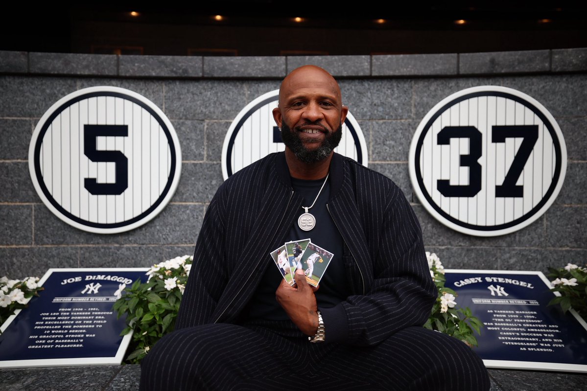 CC_Sabathia's tweet photo. One of the best days of my life witnessing 52 take its forever place in Monument Park with family and friends. To the cities of Vallejo, Cleveland, Milwaukee, New York - thank you for giving me the opportunity & shaping my story along with all the staff, teammates, and FANS. No greater honor than this!
