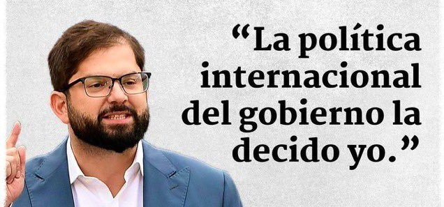 Iherreraa's tweet photo. Boric decía que la política internacional de su gobierno la decidía el.  Por lo tanto, la política internacional del actual gobierno la decide Kast, no Bachelet ni Boric. https://t.co/OL00c8hDKZ