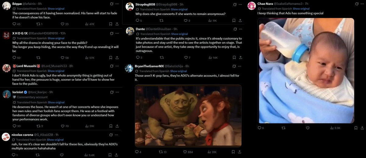 GiveMeBanHammer's tweet photo. Ado didn't deserve any of this. She does what she has always done and its her right to do it.

These Kpop Stans are behaving extremely shamefully and disgustingly. Looking at the comments and seeing what they are saying about her from blaming her for the harassment she got, to outright insulting her. 

It boils my blood.

They cannot comprehend the concept of a Utaite, and they want to force their privacy invasion demands on her. Do not let them have their way.