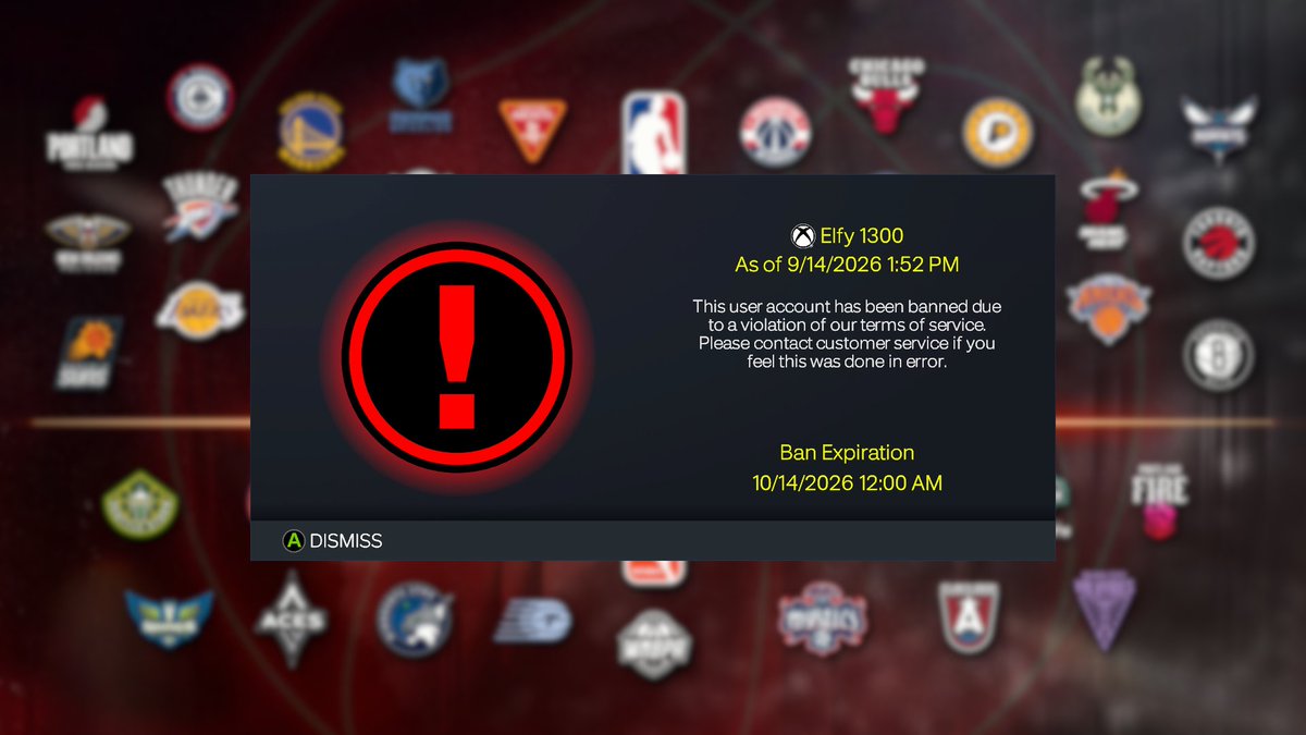 Elfy2K's tweet photo. Lol I didn’t even play point guard on the 2nd account and I still got banned. Just shows how much of a scam the 2K Company really is. Banning anybody that reps up quick. Game is unplayable nowadays. All you guys do is praise the “Golden Boy” of 2K aka xCashout who is blatantly account sharing and his account grinder was playing with a cheater on big man last night. So much evidence yet you guys do nothing. Fix your game @Beluba @Ronnie2K @itsEvanCC