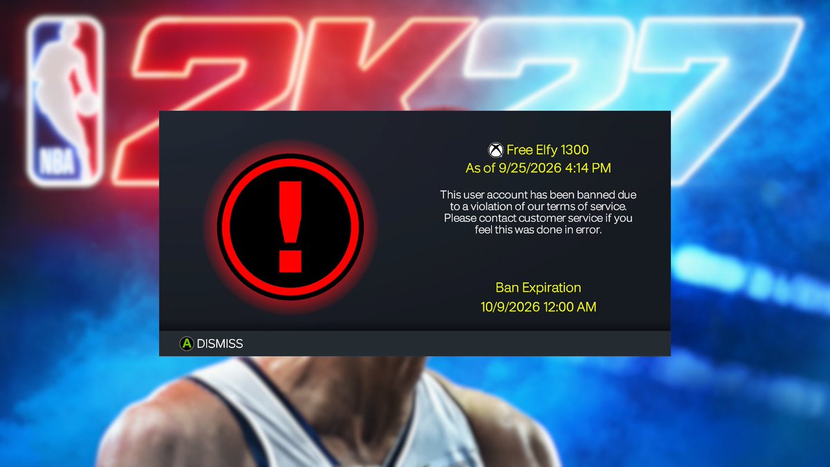 Elfy2K's tweet photo. Lol I didn’t even play point guard on the 2nd account and I still got banned. Just shows how much of a scam the 2K Company really is. Banning anybody that reps up quick. Game is unplayable nowadays. All you guys do is praise the “Golden Boy” of 2K aka xCashout who is blatantly account sharing and his account grinder was playing with a cheater on big man last night. So much evidence yet you guys do nothing. Fix your game @Beluba @Ronnie2K @itsEvanCC