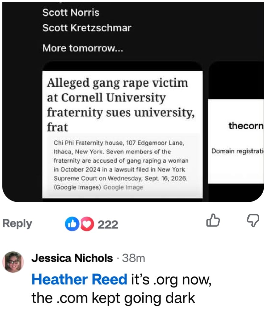 GrowerOfBeauty's tweet photo. The Cornell rapists. A former writer for Southpark and MadTV I believe have bought up all their domain names and they will be linked to a website. A reminder of who they all are... Vile POS! https://t.co/b9F4A6fkWz