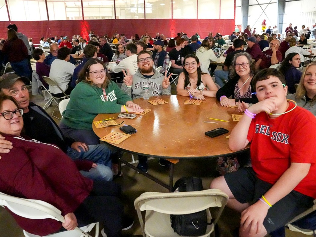 SpfldCollege's tweet photo. Springfield College President Mary-Beth Cooper welcomed all families to Family Weekend 2026 on Friday night. The annual "Family Bingo" event kicked off the weekend with hundreds of families enjoying a fun night with great prizes! 🔻 

#FamilyWeekend2026 #SpringfieldCollege https://t.co/DAmk14Obq5