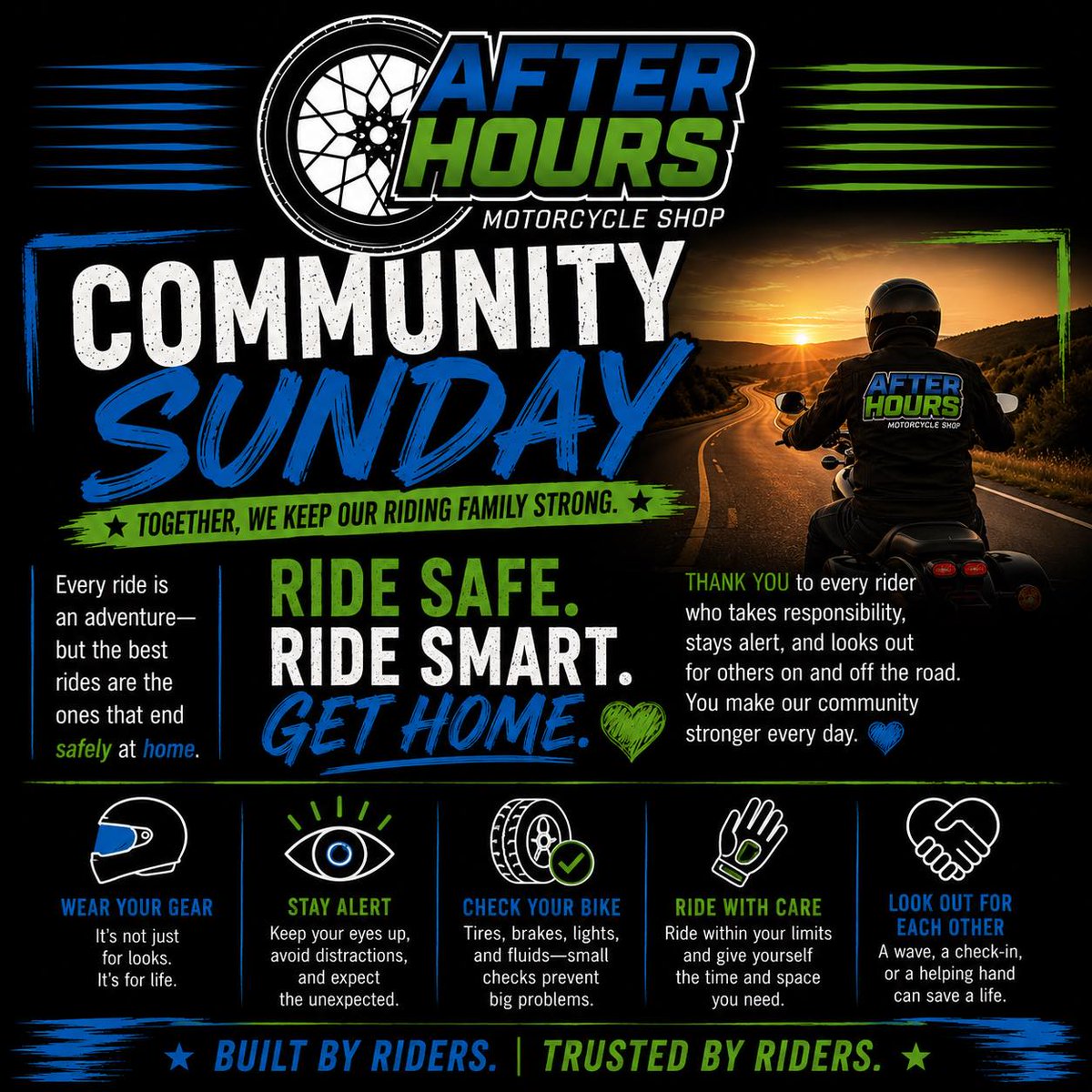 thafagundes12's tweet photo. Every ride is an adventure, but the best ones end safely at home. Ride smart, wear the right gear, stay alert, and look out for fellow riders. What’s the one safety tip you never ride without? https://t.co/VJuhDxs6Ls