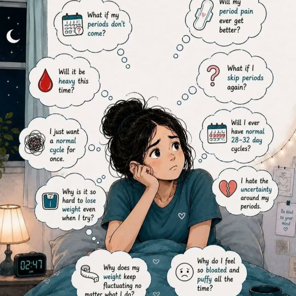 MathewBobowiec's tweet photo. PCOD thoughts that keep many women awake at night…

It’s not just about irregular periods. Many women with PCOD also worry about weight, belly fat, fertility, facial hair, acne, and understanding their bodies. Sometimes, the hardest part isn’t the https://t.co/8gePymt723