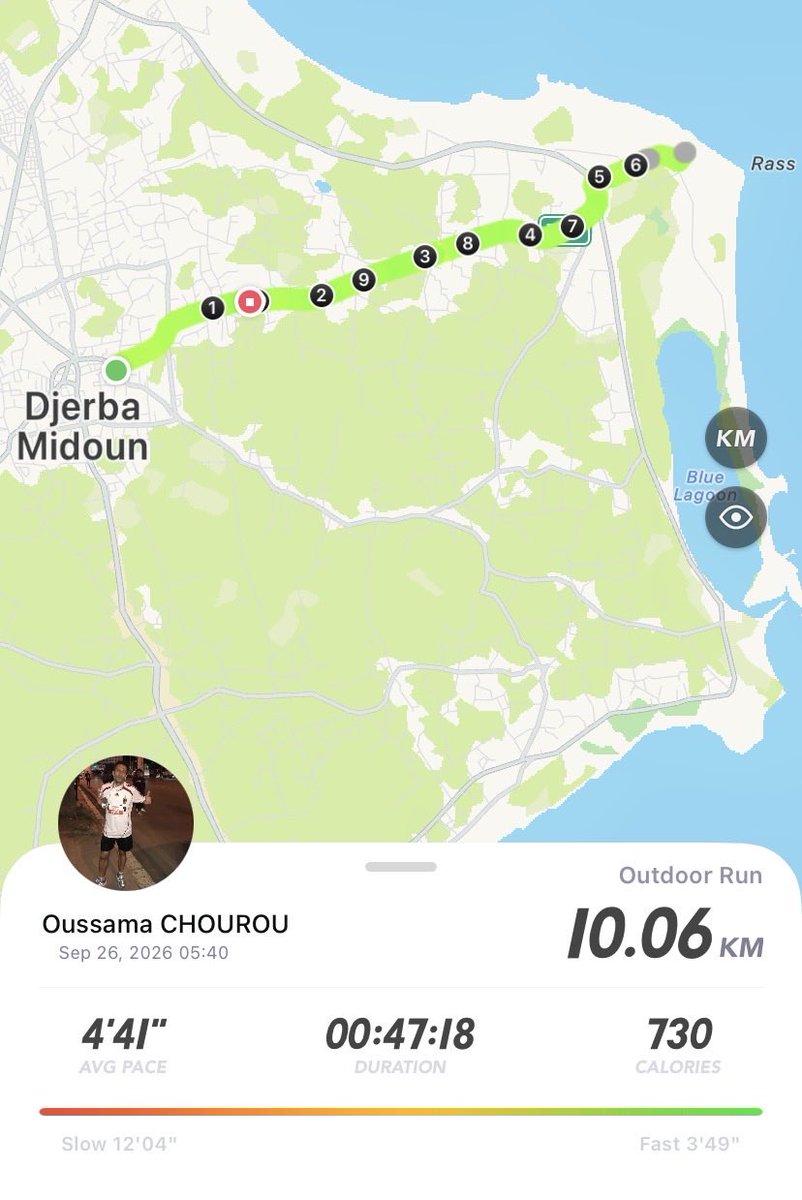 Oussama_Chourou's tweet photo. Morning 🌞 run 🏃‍♂️:
Walk, run, walk, swim, walk, run &amp; walk
- Running Keeper 100 Days : Day 76/100
- World River Run, Day 9/10 : 10.01 KM
@MinaGuli @RunBlueOfficial 
#RunToDeath #RunningClubMidoun
#WorldRiverRun https://t.co/I0VqPE9wGY