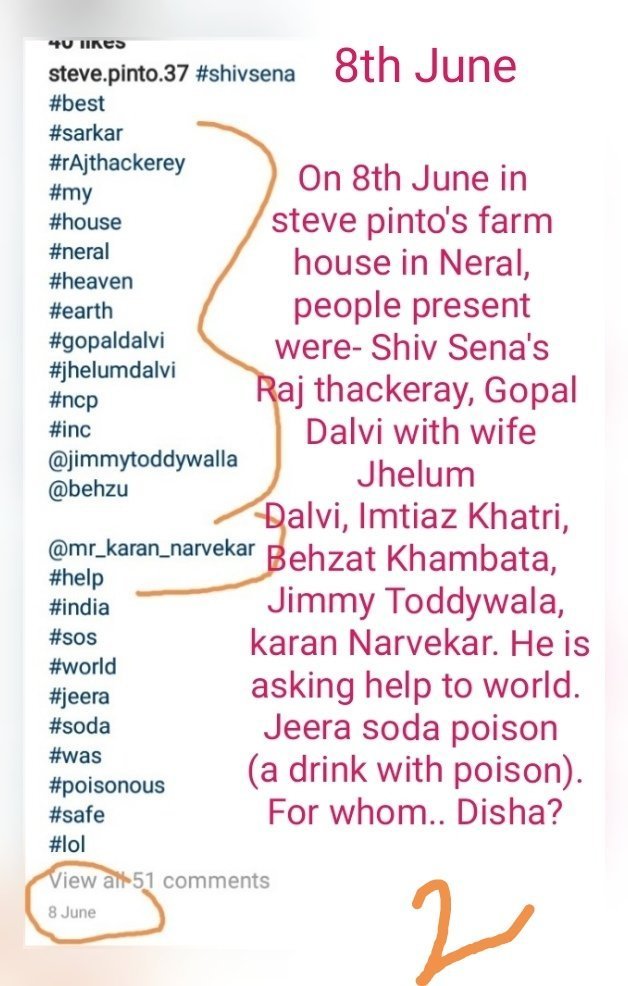 Nandini41982051's tweet photo. 🔎 7–8 JUNE — STEVE PINTO’S NOTES DEMAND ANSWERS

His posts dated 7 & 8 June 2020 raise questions about Neral, Hare Ram–Hare Krishna bungalow, Ikta Kapoor's Party, Citizen Hotel, and people he claimed were present—including Raj Thackeray, Gopal Dalvi, Jhelum Dalvi, Imtiaz Khatri, Behzad Khambatta, Jimmy Toddywalla, Karan Narvekar, Paramvir 

What exactly did Steve Pinto know—and what was he trying to communicate?

Now that the CBI is investigating Disha’s death, these contemporaneous posts deserve forensic verification: original metadata, devices, witnesses, CCTV, call/data records & timelines. The Bombay HC itself identified multiple investigative discrepancies requiring fresh investigation. 

If Steve Pinto  is located and his evidence authenticated, his account could be examined as potentially material witness evidence—not treated as proof without verification.

⚖️ TL:  ED CBI Accountable InSSRCase
🔥Truth Shall Win InSSRCase
🕯️The Record Must Speak. The Truth Cannot Be Buried.

@CBIHeadquarters @dir_ed @AmitShah @Dev_Fadnavis

#JusticeForDishaSalian
#JusticeForSushantSinghRajput 
#ArrestRheaChacroborty