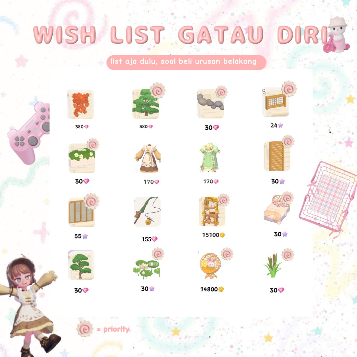matchandcheesee's tweet photo. 🍡🍥🗂 – menurut anabel (analisis gembel), barang-barang di bawah sudah sangat sesuai dengan kebutuhan proyek bedah rumah gweh dan akan dipesan setelah pre order skin watering can selesai.

— thread ini dibuat untuk mencoret wish list gweh apabila sudah terpenuhi — https://t.co/qn7AHgYEAk