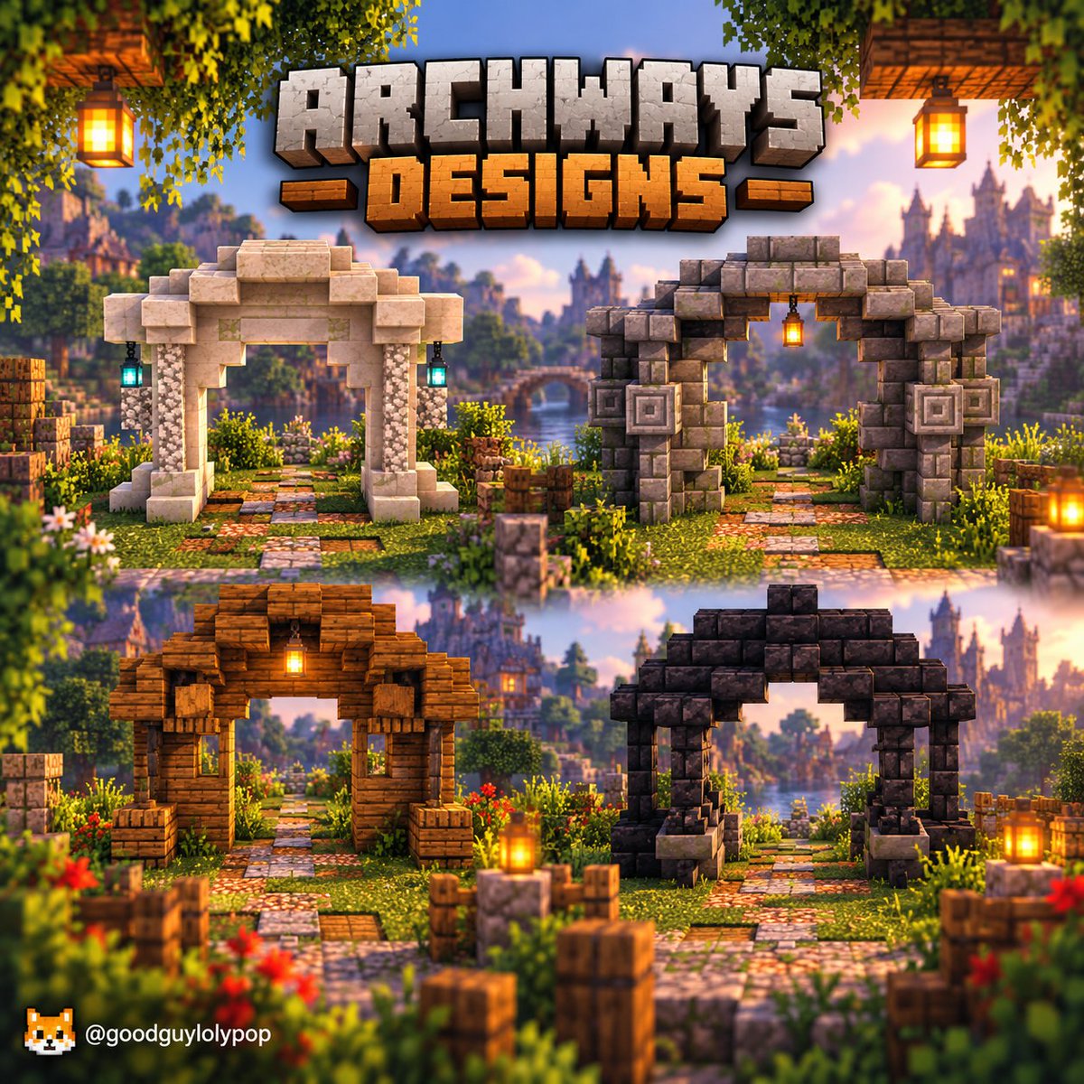 goodguylolypop's tweet photo. Archway designs to give your Minecraft builds a grand entrance 🏛️✨ https://t.co/GBeOyT8AlQ
