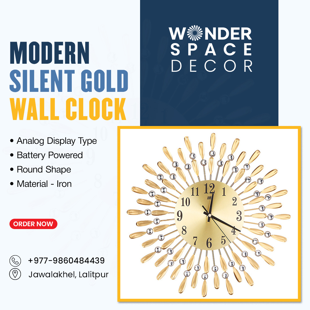 RoseliaKilzd's tweet photo. Upgrade your decor with our Modern Silent Gold Wall Clock. Shop now from WonderSpace Decor and elevate your home or office ambiance. Wonder Space Decor
Jawalakhel, Lalitpur
+977-9869045979
+977-9860484439 https://t.co/9sEwq7OOJu