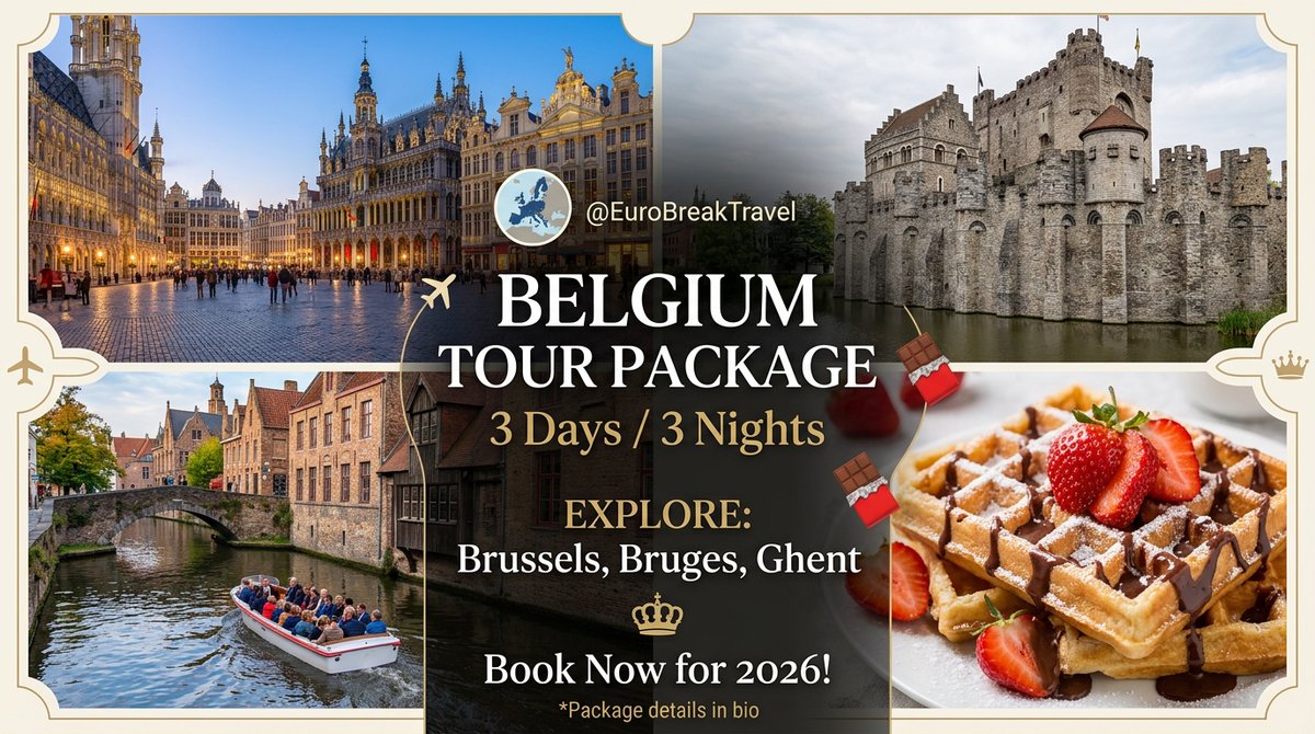 amalmaddi6's tweet photo. Belgium Tour Package – 3 Days / 3 Nights!

✈️ 3 Days | 3 Nights
📍 Explore Belgium
🌍 Perfect for your European getaway!
📩 DM us for package details &amp; booking.
#Belgium #BelgiumTour #EuropeTour #TravelPackage #BelgiumTravel #EuropeTravel #Travel2026 #TourPackage https://t.co/zmQYpvlZvk