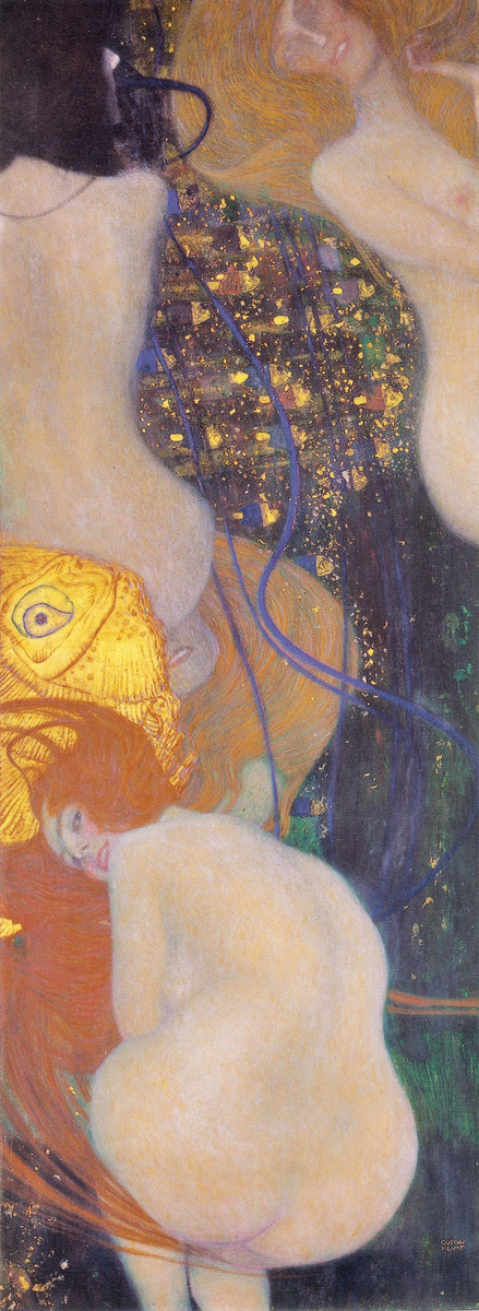 artistgklimt's tweet photo. Goldfish (1901–1902)—originally titled To My Critics—offers Klimt's playful retort to the University Paintings scandal. A provocative, smiling figure commands the swirling scene, her expression unmistakably defiant, cheeky, and unapologetic.  #artbots #klimt https://t.co/tzFe0qJgqV