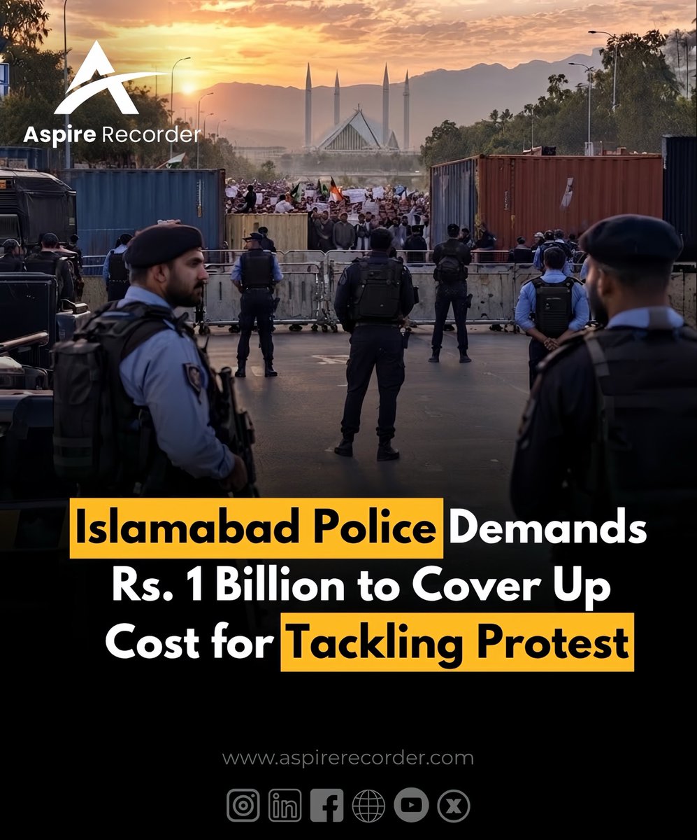 AspireRecorder's tweet photo. The federal police have reportedly sought Rs. 1 billion from the Ministry of Interior to cover security arrangements for the PTI long march and sit-in planned for September 27.
#Pakistan #PTI #Islamabad #SecurityMeasures #LongMarch https://t.co/kd09eIz7nm