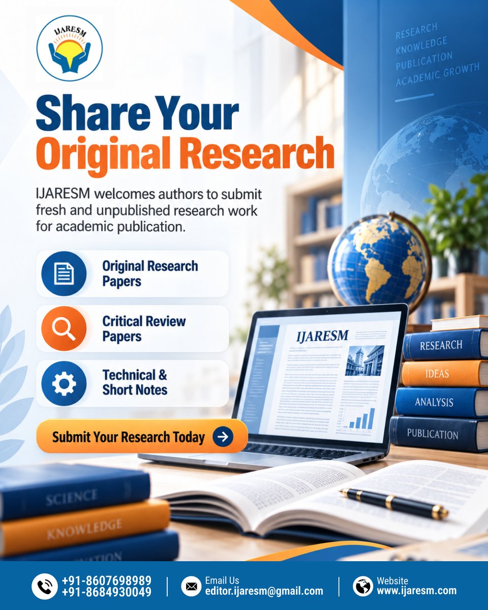 IJARESMJournal's tweet photo. 📚 Share Your Original Research

IJARESM welcomes fresh and unpublished research work for academic publication.

Submit Your Research Today!

🌐 https://t.co/TAYaLmz17z
#IJARESM #OriginalResearch #AcademicResearch #ResearchPublication https://t.co/TjEzTjsVoO