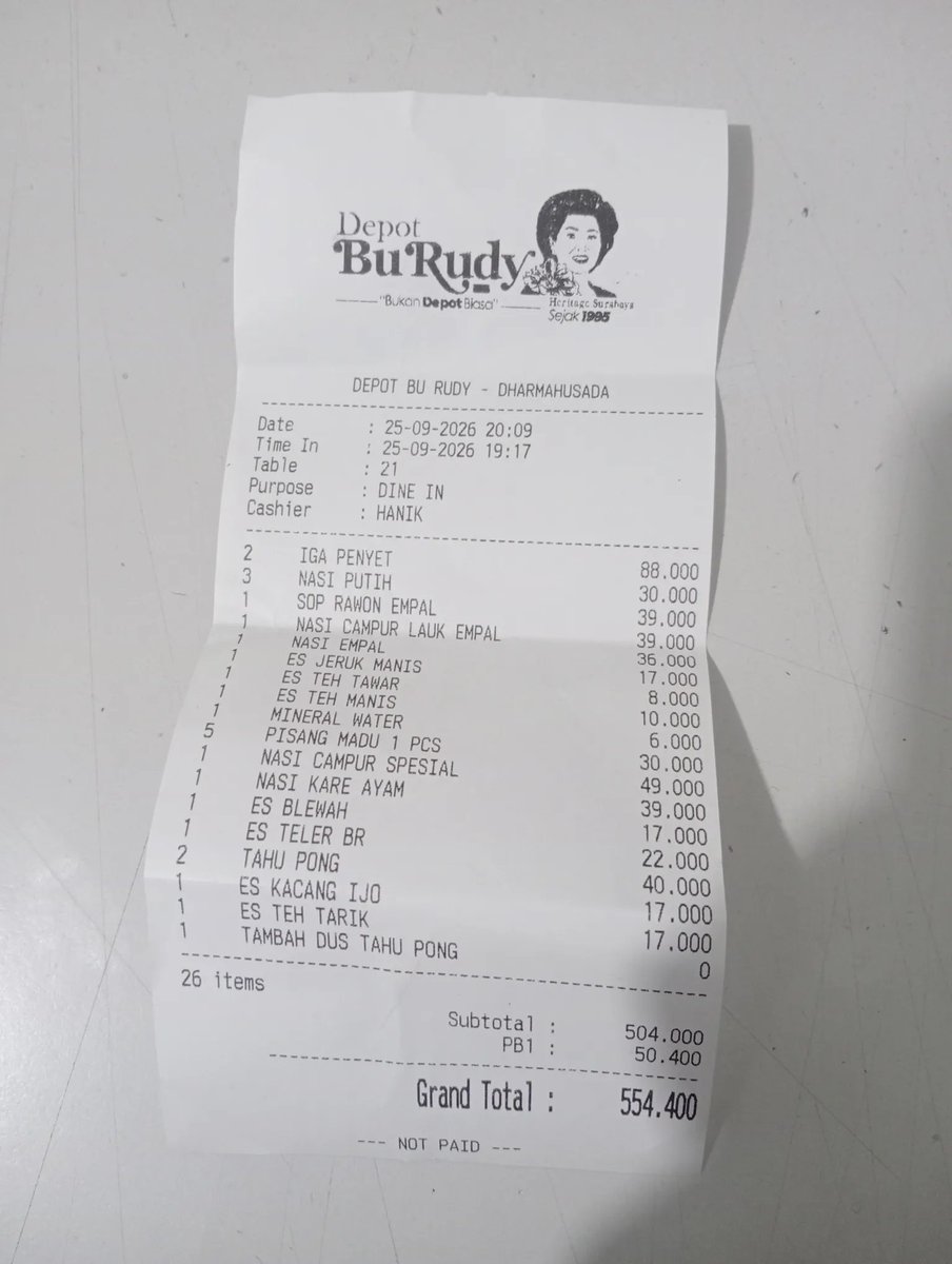 Smash1014314's tweet photo. Mendapat perlakuan nggak baik kemarin malam pas makan di Bu Rudy Dharmahusada yang udah terkenal itu.

Awal datang, aku dilayani sama waiters yang judes banget. Aku nggak sempat foto orangnya. Apa karena kita datang dengan pakaian yang biasa aja?

Karena sepengalamanku, aku sering banget datang makan di sana sama atasanku dan selalu dapat perlakuan yang baik banget.

Tapi kali ini waiters-nya ngelayanin bener-bener kayak nganggep kita remeh. Cara ngomongnya juga sedikit membentak.

Masalah timbul lagi pas orderan datang. Aku pesan rawon empal, tapi pas datang ternyata nggak ada dagingnya. Bener-bener kuah doang.

Aku tanya dong, eh waiters-nya malah bilang, “Di sebelahnya kan ada.”

Otomatis aku emosi, “NEK ONOK AKU GAK TAKOK, MBAK.”

Keluargaku yang ada di situ juga ikut emosi karena kita malah kayak dianggap nyembunyiin dagingnya.

Beberapa waiters datang ke meja dan sampai ngecek dua kali, kayak dikira aku bohong kalau memang dagingnya nggak ada.

Akhirnya gimana?

Beneran dong, emang salah waiters-nya. Pas dicek CCTV juga memang belum ada dagingnya.

Tapi nggak ada satu pun kata maaf dari mereka.

Gila sih, tempat resto yang bener-bener terkenal bisa sampai kayak gitu pelayanannya 😭

Keluargaku udah mau marah-marah, cuma aku tahan. Ini pertama kalinya aku dapat perlakuan yang bener-bener minus dalam pelayanan.

Apa karena tampilan kita biasa aja?

KITA MAMPU MAKAN DI SANA. Dan kita juga nggak cuma pesan satu piring aja, kita beneran makan semuanya.

Sampai akhirnya aku ke kasir. Yang minta maaf justru bagian kasir waktu aku mau payment.

Aku ceritain semuanya ke kasirnya dan mereka bener-bener merasa bersalah.

Tapi dari semua pelayanan tadi, nggak ada satu pun yang minta maaf atas perlakuan mereka.

APA KARENA AKU DAN KELUARGAKU DIRASA NGGAK MAMPU MAKAN DI SANA?

Kenapa kalau aku datang sama atasanku, aku nggak pernah diperlakukan seperti itu setiap kali makan di sana?

Itu yang paling bikin aku kecewa.