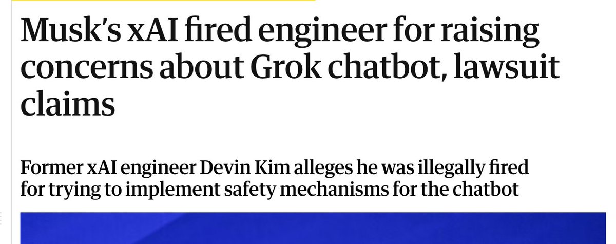 mcdevvin's tweet photo. good narrative but maybe we should send fees to the man that actually helped build grok @devindkim

he was actually fired by elon for trying to build on safety features. read about it here:

https://t.co/TYdUtbhFz9

the lore is pretty deep https://t.co/nxNoDyVYa3