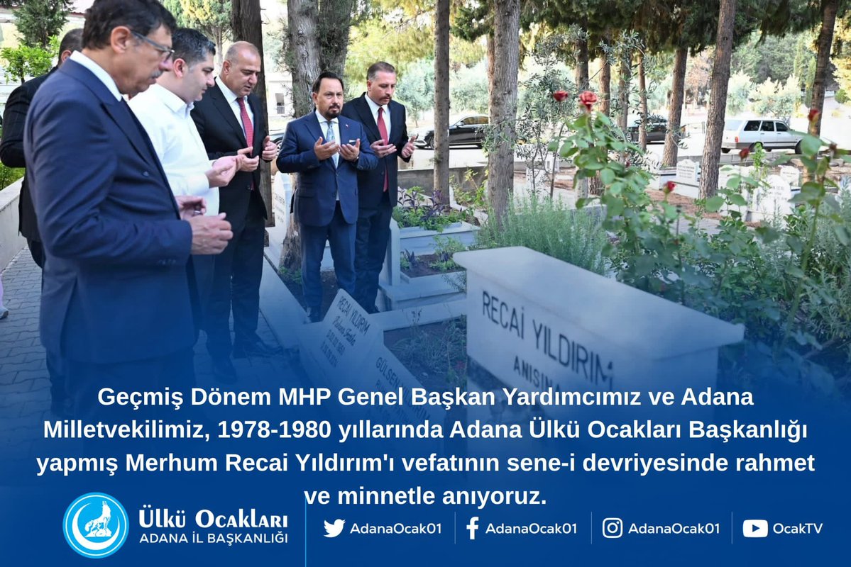 CemTutsoy's tweet photo. Geçmiş Dönem MHP Genel Başkan Yardımcımız ve Adana Milletvekilimiz, 1978-1980 yıllarında Adana Ülkü Ocakları Başkanlığı yapmış Merhum Recai Yıldırım'ı vefatının sene-i devriyesinde rahmet ve minnetle anıyoruz. https://t.co/zA6jz5drjS